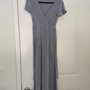 Caution To The Wind Navy and White Striped Maxi Dress